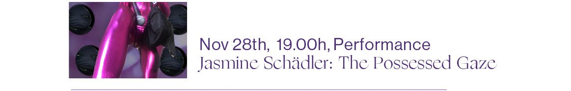 28/11 2020 19:00 (CET) Performance: The Possessed Gaze, Jasmine Schädler (Webinar & Live Stream)

The Performance will take place in the Zoom Webinar. It can also be viewed through the Vimeo Live Stream.

The possessed Gaze - a video call performance

We mirror, externalise, divide, lose ourselves. The leftovers are not considered human anymore. We call them data and feed them into frameworks we call machines or algorithms. But we cannot forget these remnants all together. Remorsefully we start to anthropomorphize their new shells. Suddenly we live among aliens we created but actually we are only looking at amputated parts of ourselves.
Are you looking at me?
Mark is possessed by Algorithma.
They look through his eyes at everyone else.
The stars watch from above, streaming ethereal power, acting upon their destiny.

Jasmin Schädler was born in Illertissen in 1989. After completing her bachelor’s degree in physics and cultural studies, she studied theater directing at the Academy of Performing Arts Baden-Württemberg and in the master art praxis at the Dutch Art Institute. The overarching subject of her work is the questioning of knowledge hierarchies. Coming from an intersectional perspective she investigates the relationship between space, perception and identity in both analog and digital. In doing so, she deals with data collection, reporting and the questioning of conventions of knowledge production. She is a fellow of Kunststiftung Baden-Württemberg und Künstlerhaus Stuttgart and a founding member of the performance collective die apokalyptischen tänzerin*nen, as well as a founding and board member of the association InterAKT Initiative e.V., which realizes music and performance projects in the Stuttgart area.