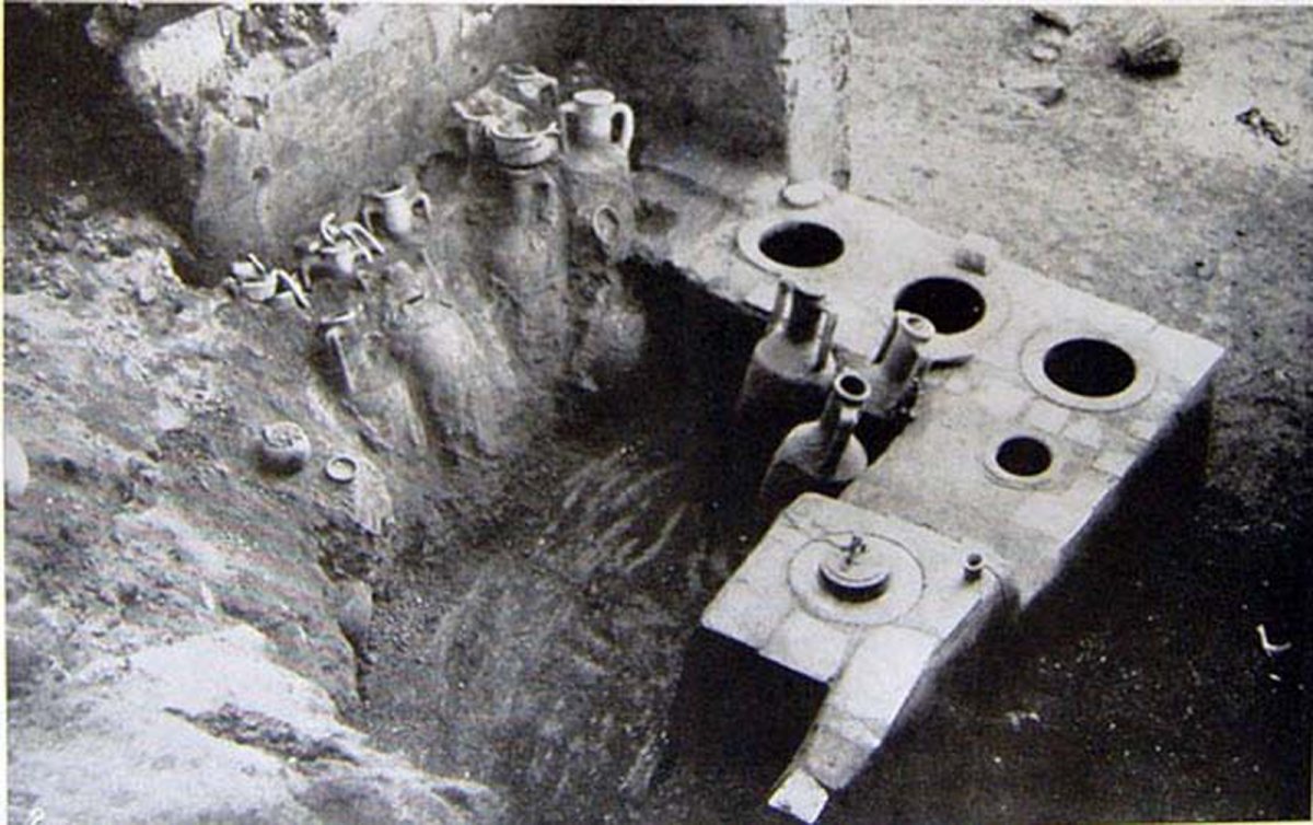 Photo of a Tavern Counter during the excavation. Pompeii (1913).