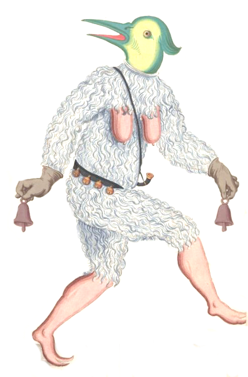 A costume from the Schembart Carnival or Nuremberg Shrovetide Carnival (German: Schembartlauf). Nürnberger Schembart-Buch, f.247 (17th Century).