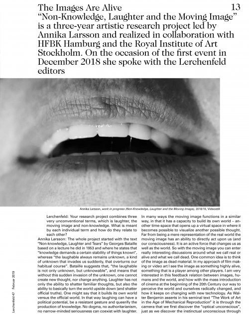 Annika Larsson, Interview, Lerchenfeld Magazine, Nr47, 2019